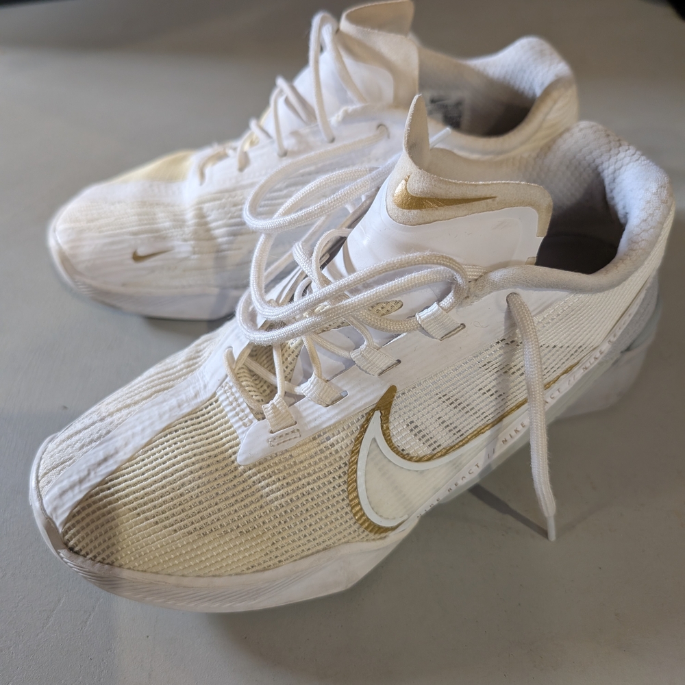 Nike White and Gold Sneakers
